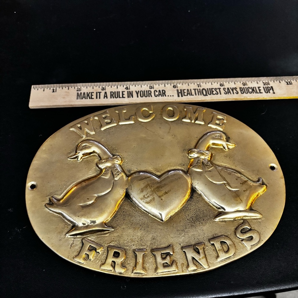 Brass Welcome Friends Plaque